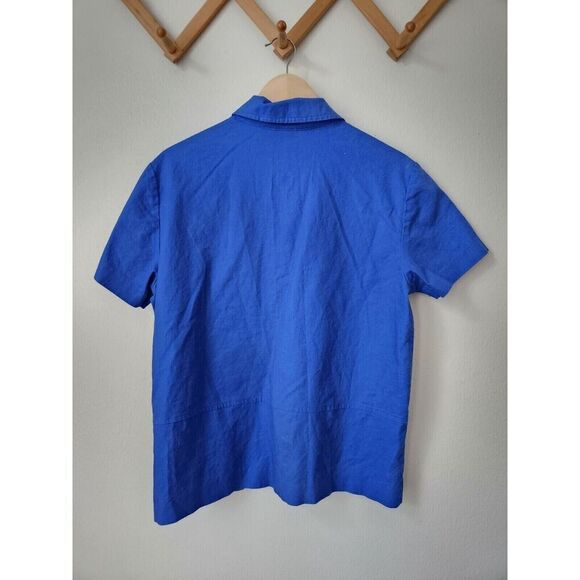 Vtg Carolina Colours womens linen blend southwestern stamp button front shirt 10 - Picture 2 of 6